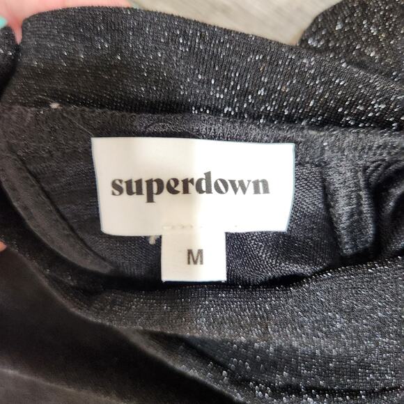 Superdown Nissa Open Back Sheer Black Shimmer Jumpsuit Size M - Picture 6 of 7